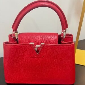 Louis Vuitton scarlet red Taurillon Capucine BB bag